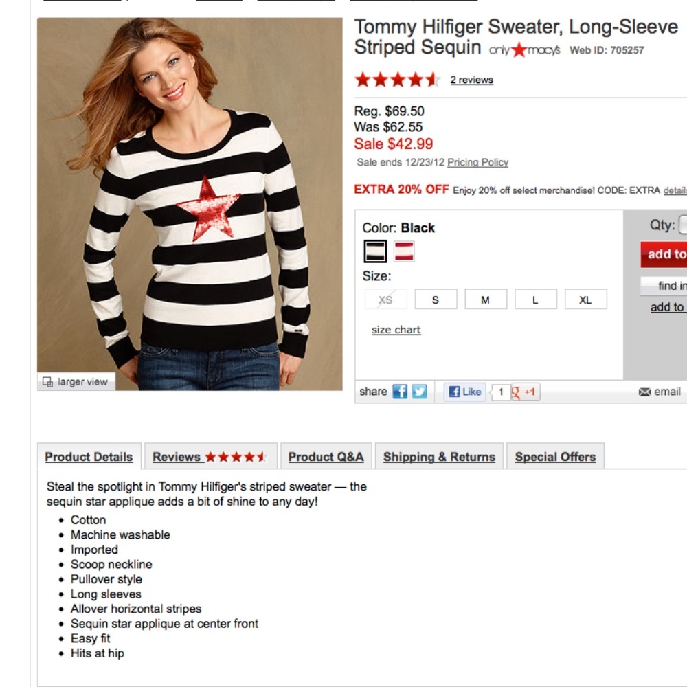 NWT TOMMY HILFIGER Women's Sweater size